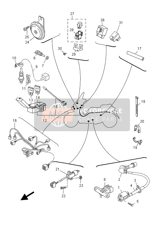 1B9H25890000, Schutz, Kabelbaum, Yamaha, 2